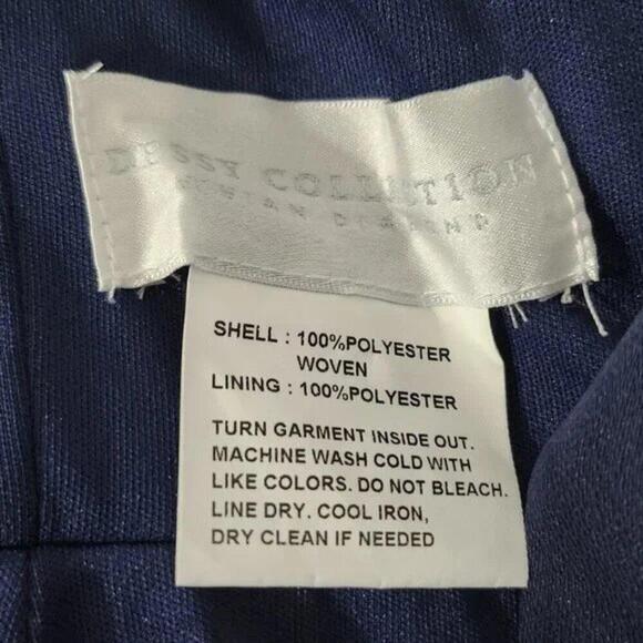 2/$50 Dessy Collection Midnight Crepe Halter X-Back Dress Size 14R | Elegant - Picture 5 of 7